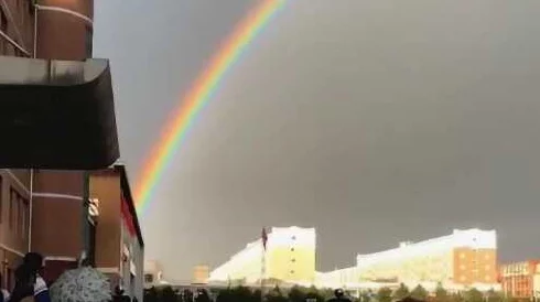 高义白洁大雨让我们在风雨中成长，迎接彩虹的到来，心怀希望与勇气